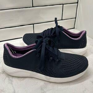 CROCS Lite Ride Pacer Comfort Sneaker Purple Blue Lace Up Womens Size W7
